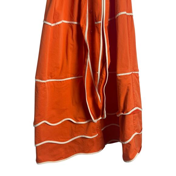 Alexis Rhodes Orange Short Sleeve Belted Tie Waist Midi Shirt Dress Size Large - Picture 10 of 16